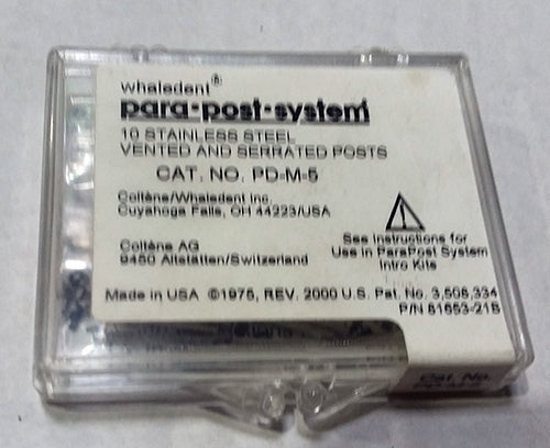 Coltene Whaledent PD-M5 Stainless Steel Vented & Serrated Posts 10/Pk Coltene Whaledent PD-M5 Stainless Steel Vented & Serrated Posts 10/Pk